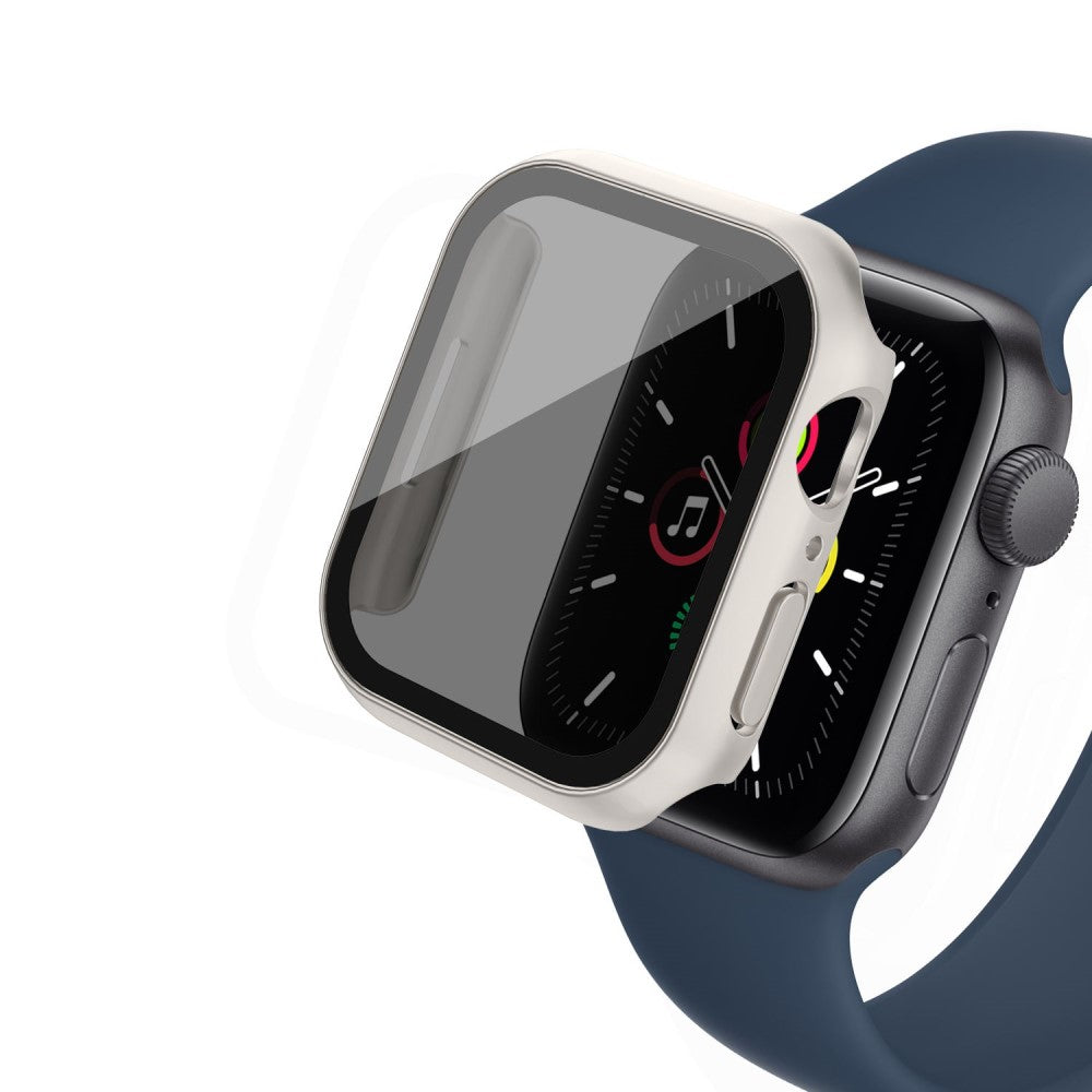 Flot Universal Cover med Skรฆrmbeskytter i Plastik og Hรฆrdet Glas passer til Apple Watch Series 8 (41mm) / Apple Watch Series 7 41mm - Sรธlv#serie_1