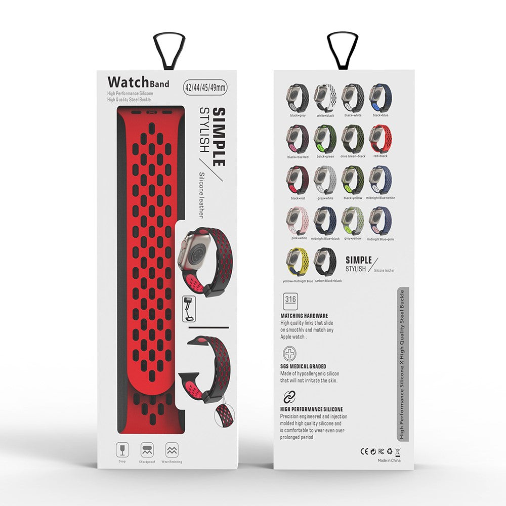 Fortrinligt Silikone Universal Rem passer til Apple Smartwatch - Rød#serie_1
