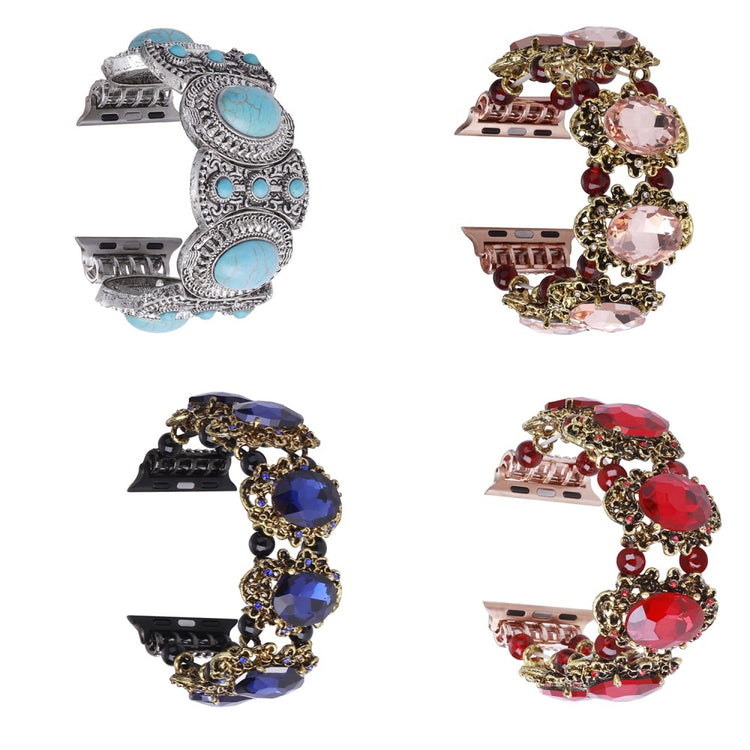 Nydelig Plastik Og Rhinsten Universal Rem passer til Apple Smartwatch - Blå#serie_4