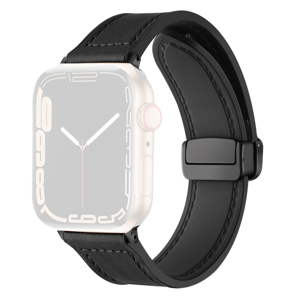 Fed Kunstlรฆder Og Silikone Universal Rem passer til Apple Smartwatch - Sort#serie_1