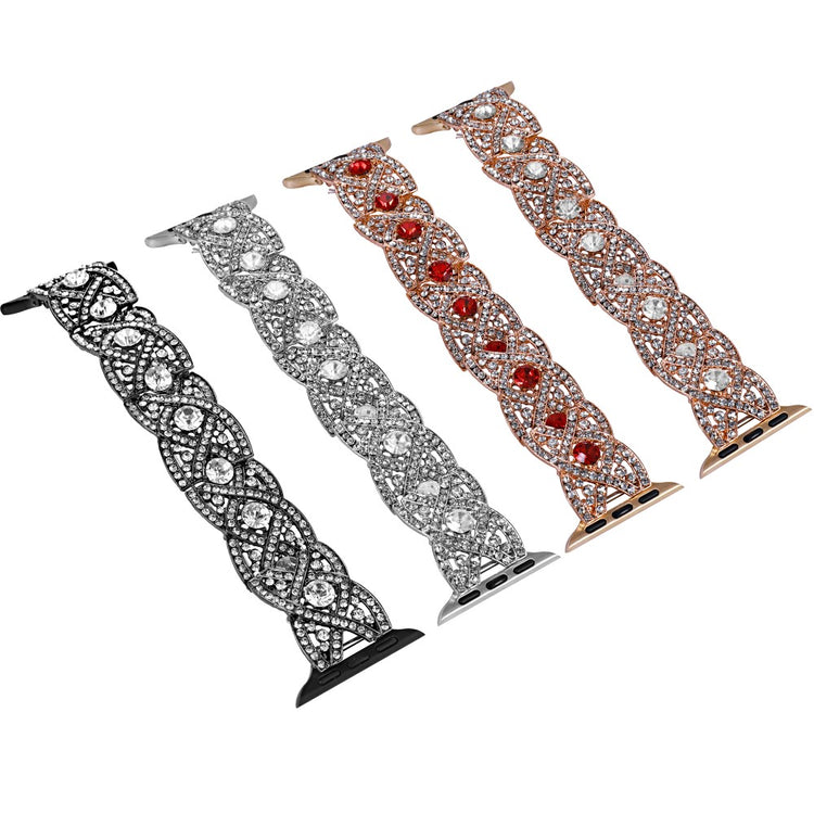 Meget Flot Metal Og Rhinsten Universal Rem passer til Apple Smartwatch - Sølv#serie_2