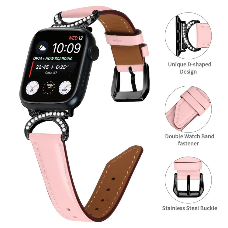 Helt Vildt Pænt Ægte Læder Universal Rem passer til Apple Smartwatch - Pink#serie_2