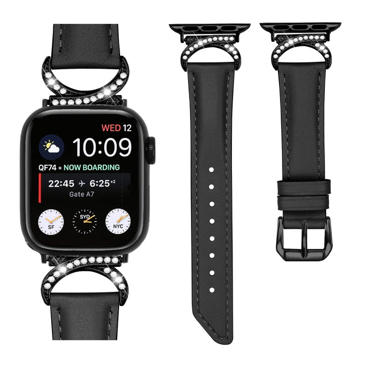 Helt Vildt Pænt Ægte Læder Universal Rem passer til Apple Smartwatch - Sort#serie_3