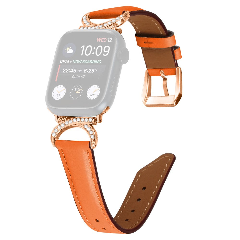 Mega Slidstรฆrk รgte Lรฆder Universal Rem passer til Apple Smartwatch - Orange#serie_1