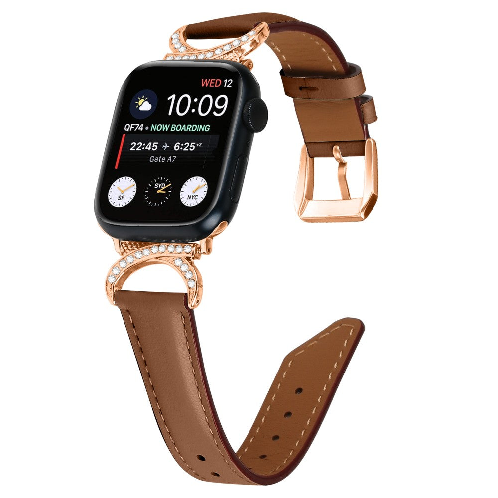 Mega Slidstærk Ægte Læder Universal Rem passer til Apple Smartwatch - Brun#serie_6