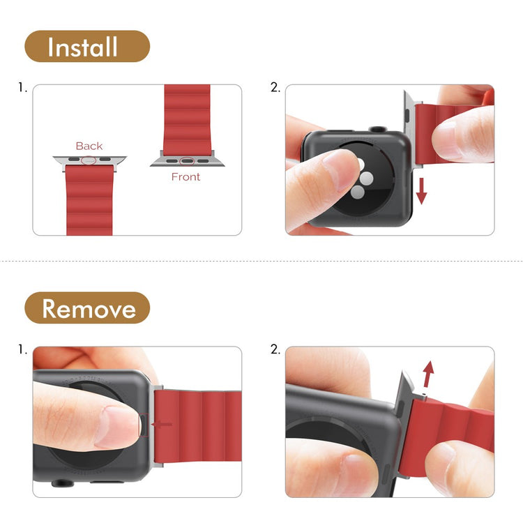 Rigtigt Slidstærk Silikone Universal Rem passer til Apple Smartwatch - Rød#serie_2