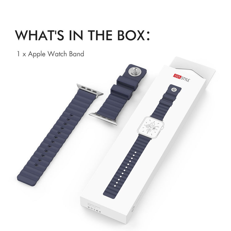 Rigtigt Slidstærk Silikone Universal Rem passer til Apple Smartwatch - Blå#serie_4