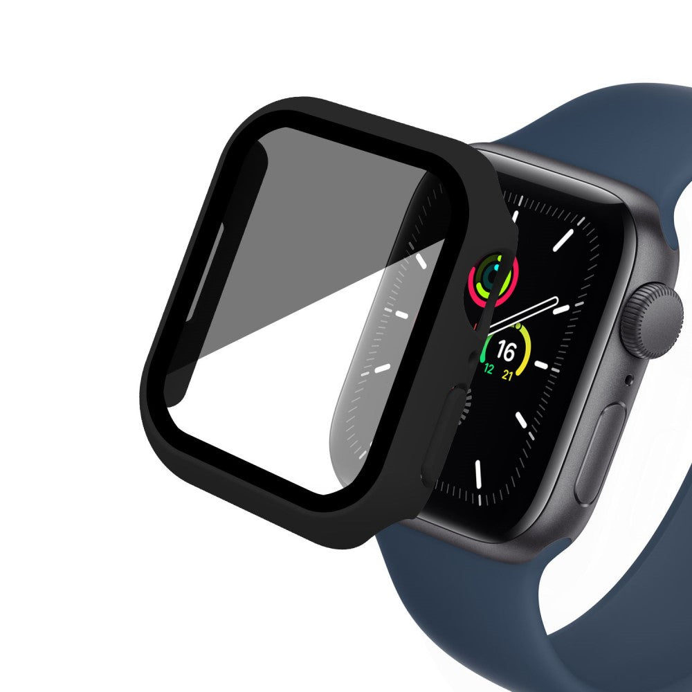 Meget Fed Universal Cover med Skรฆrmbeskytter i Plastik og Hรฆrdet Glas passer til Apple Smartwatch - Sort#serie_1