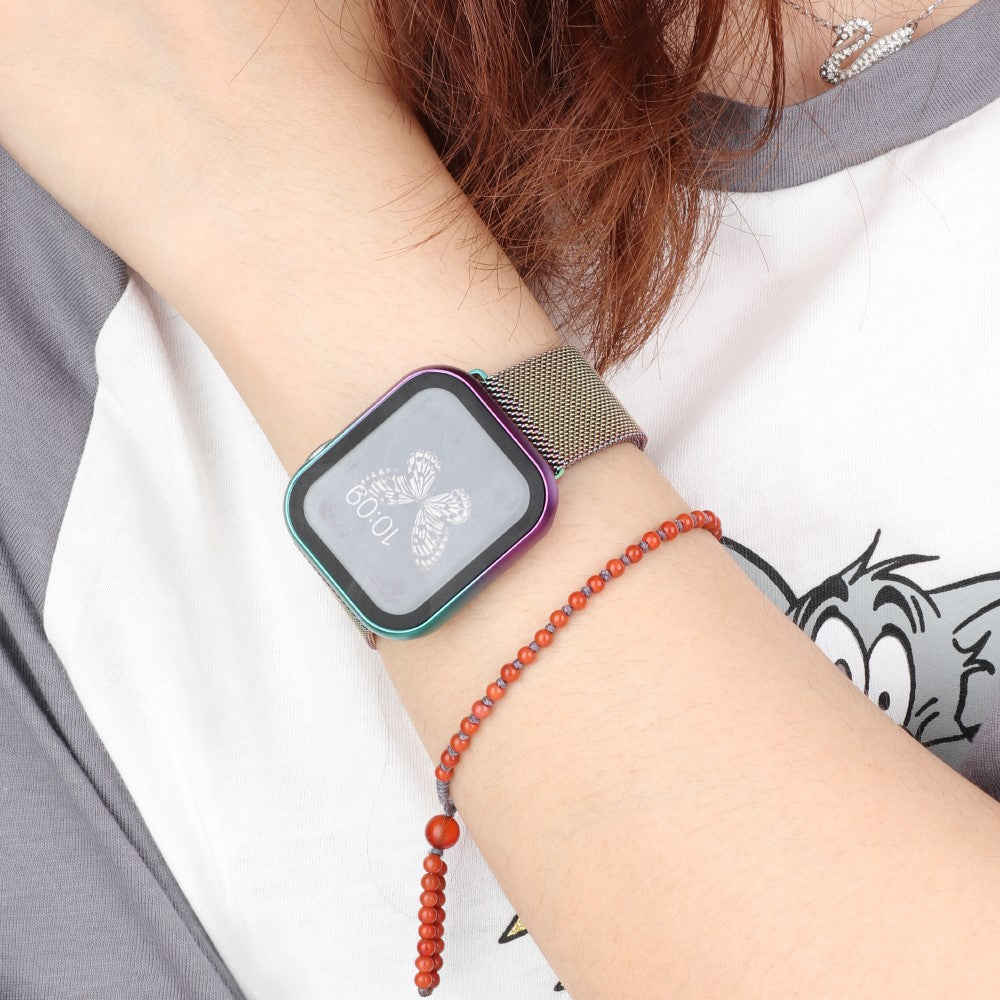 Mega Fed Universal Cover med Skærmbeskytter i Metal og Hærdet Glas passer til Apple Smartwatch - Flerfarvet#serie_5