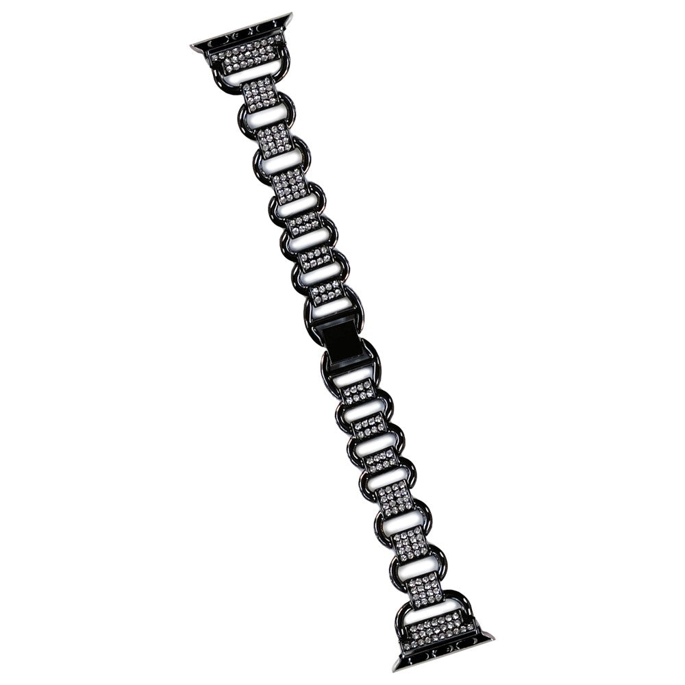 Apple Watch Series 9 45mm / Ultra 2 rhinestone dรฉcor metal strap - Black#serie_1