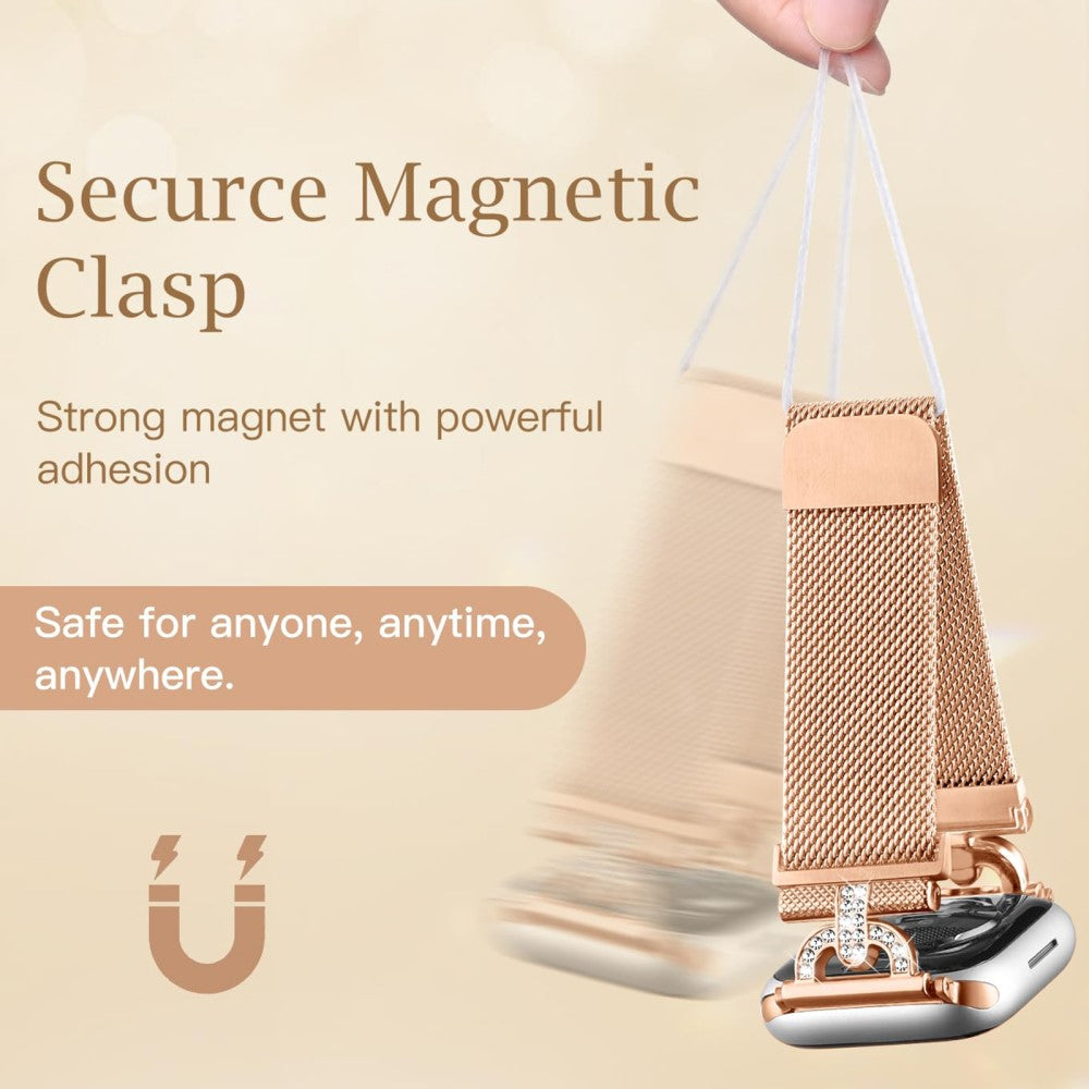 Meget Cool Metal Og Rhinsten Universal Rem passer til Apple Smartwatch - Pink#serie_2