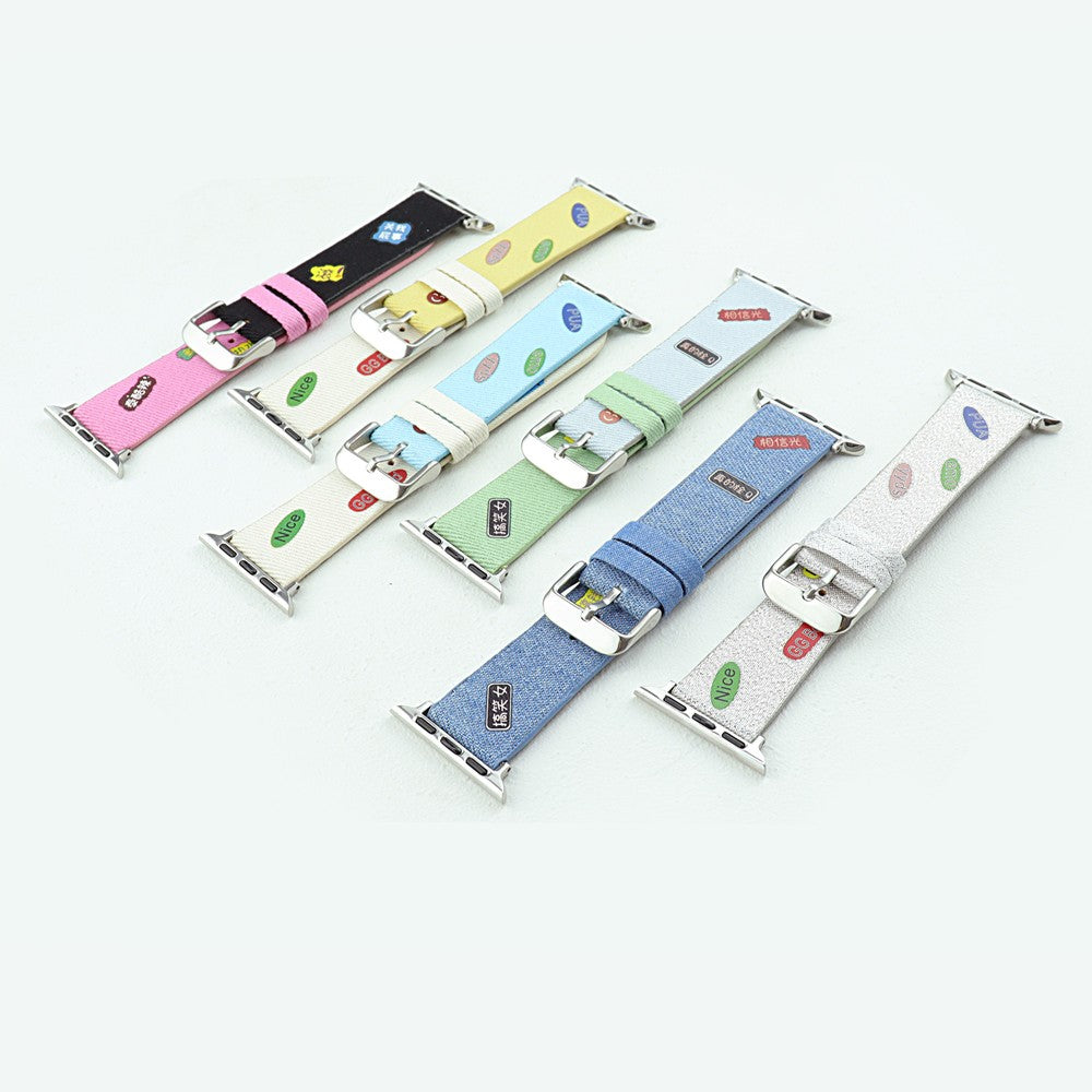 Apple Watch Series 9 41mm cute words nylon strap - Baby Blue / Green#serie_2