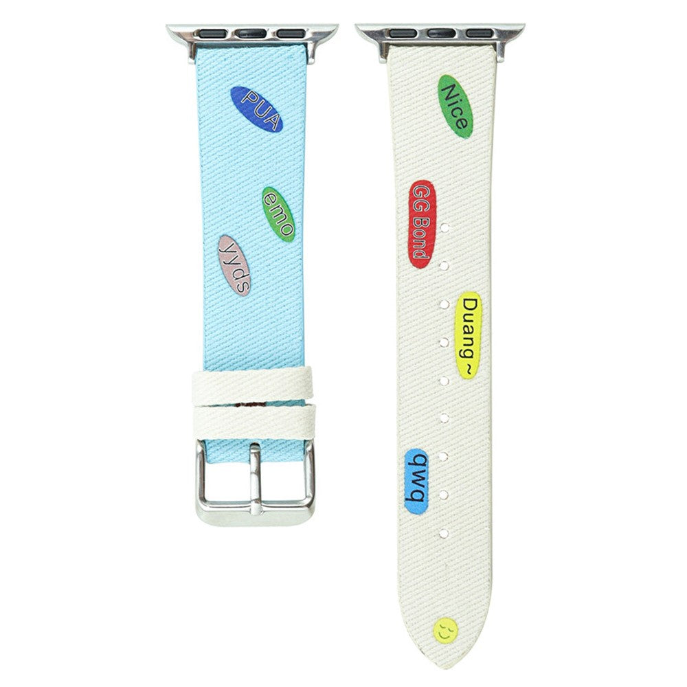 Apple Watch Series 9 41mm cute words nylon strap - Blue White#serie_5