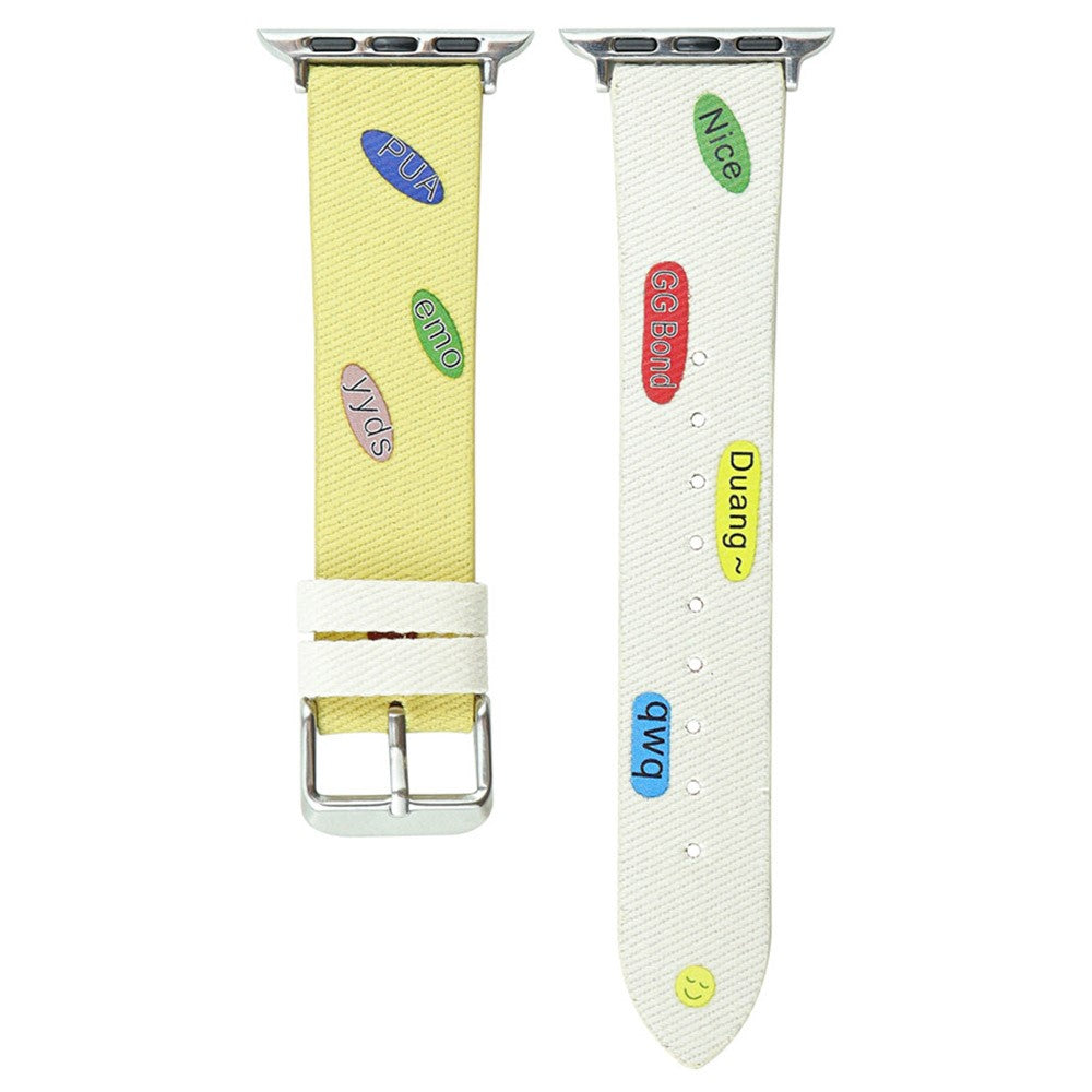 Apple Watch Series 9 41mm cute words nylon strap - Yellow /  White#serie_6