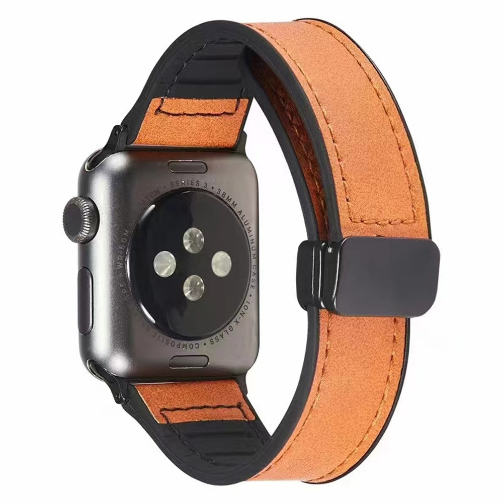 Apple Watch Series 9 41mm leather and silicone strap - Orange#serie_3