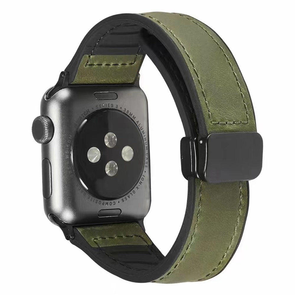 Apple Watch Series 9 41mm leather and silicone strap - Army Green#serie_5