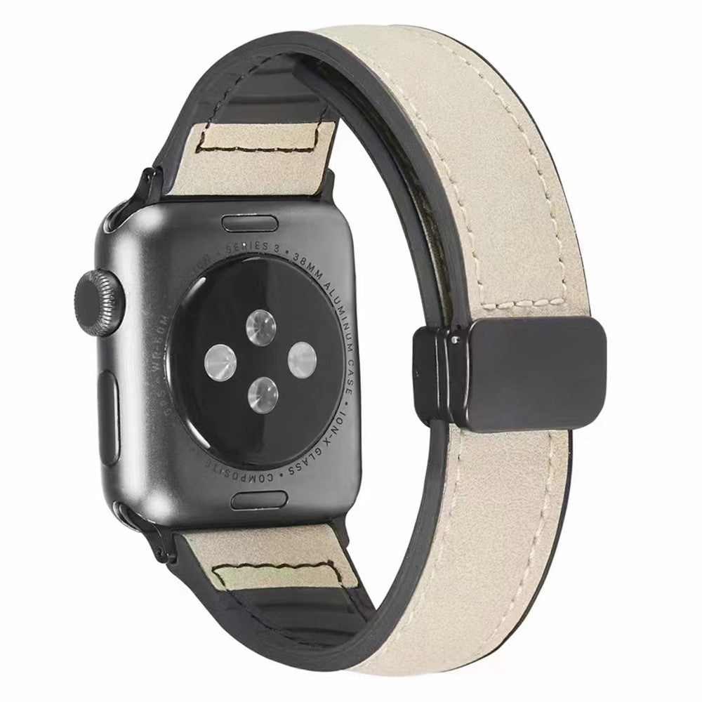 Apple Watch Series 9 41mm leather and silicone strap - Beige#serie_6