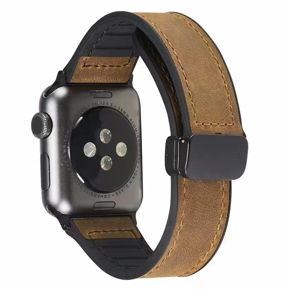Apple Watch Series 9 41mm leather and silicone strap - Dark Brown#serie_7