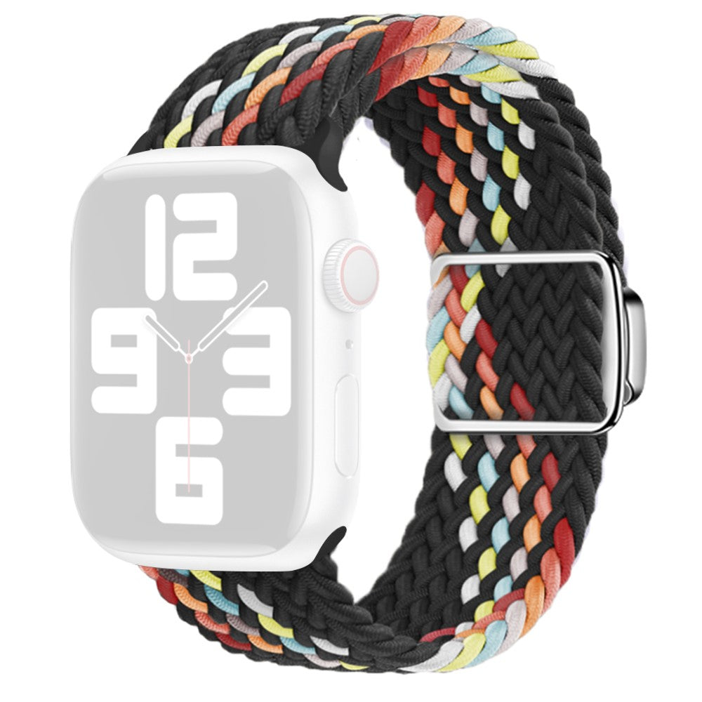 Apple Watch Series 9 41mm nylon braided strap - Black  Rainbow#serie_18
