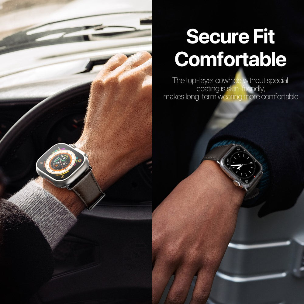 Skøn Metal Og Kunstlæder Universal Rem passer til Apple Smartwatch - Sort#serie_1