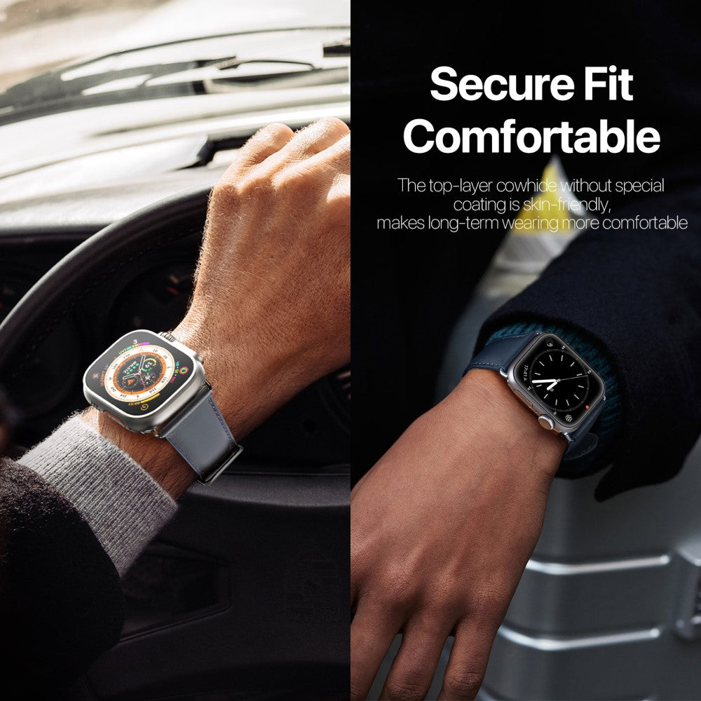 Skøn Metal Og Kunstlæder Universal Rem passer til Apple Smartwatch - Blå#serie_2