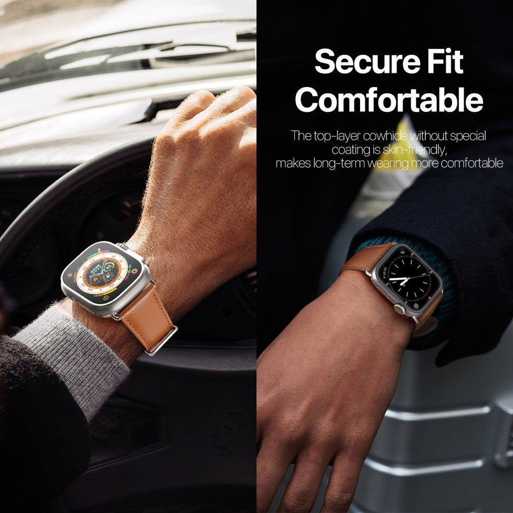 Skøn Metal Og Kunstlæder Universal Rem passer til Apple Smartwatch - Brun#serie_3