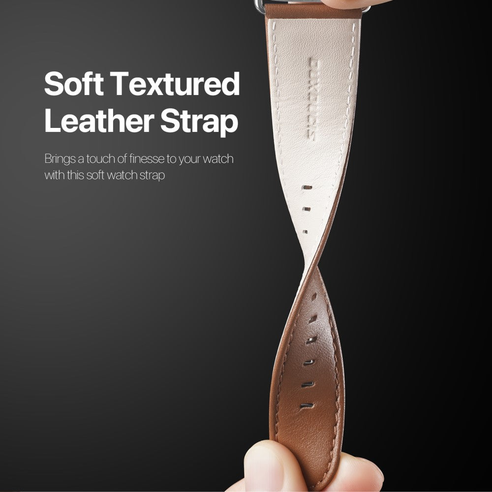 Skøn Metal Og Kunstlæder Universal Rem passer til Apple Smartwatch - Brun#serie_3