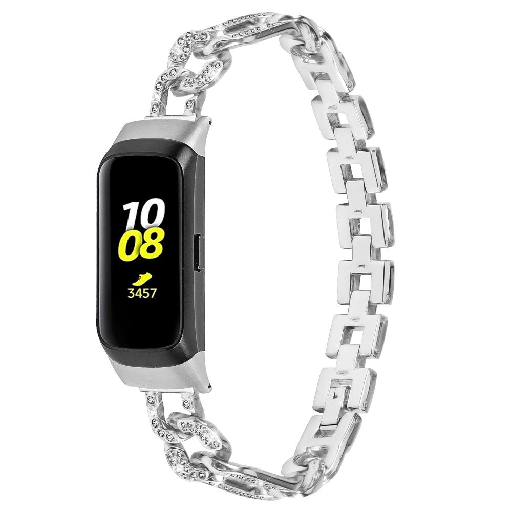 Meget Flot Metal Og Rhinsten Rem passer til Samsung Galaxy Fit - Sølv#serie_3
