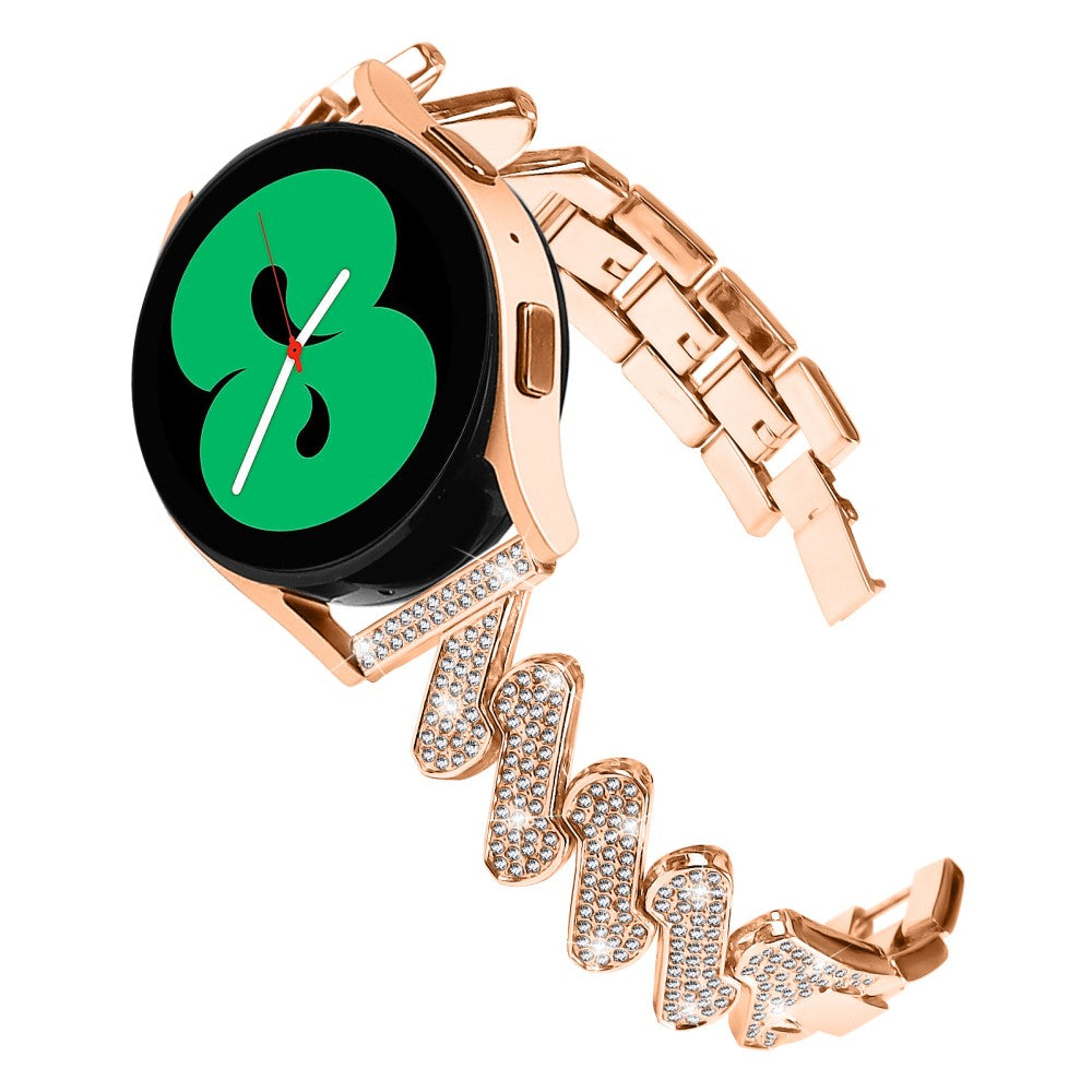 Rigtigt Flot Metal Og Rhinsten Universal Rem passer til Smartwatch - Pink#serie_3