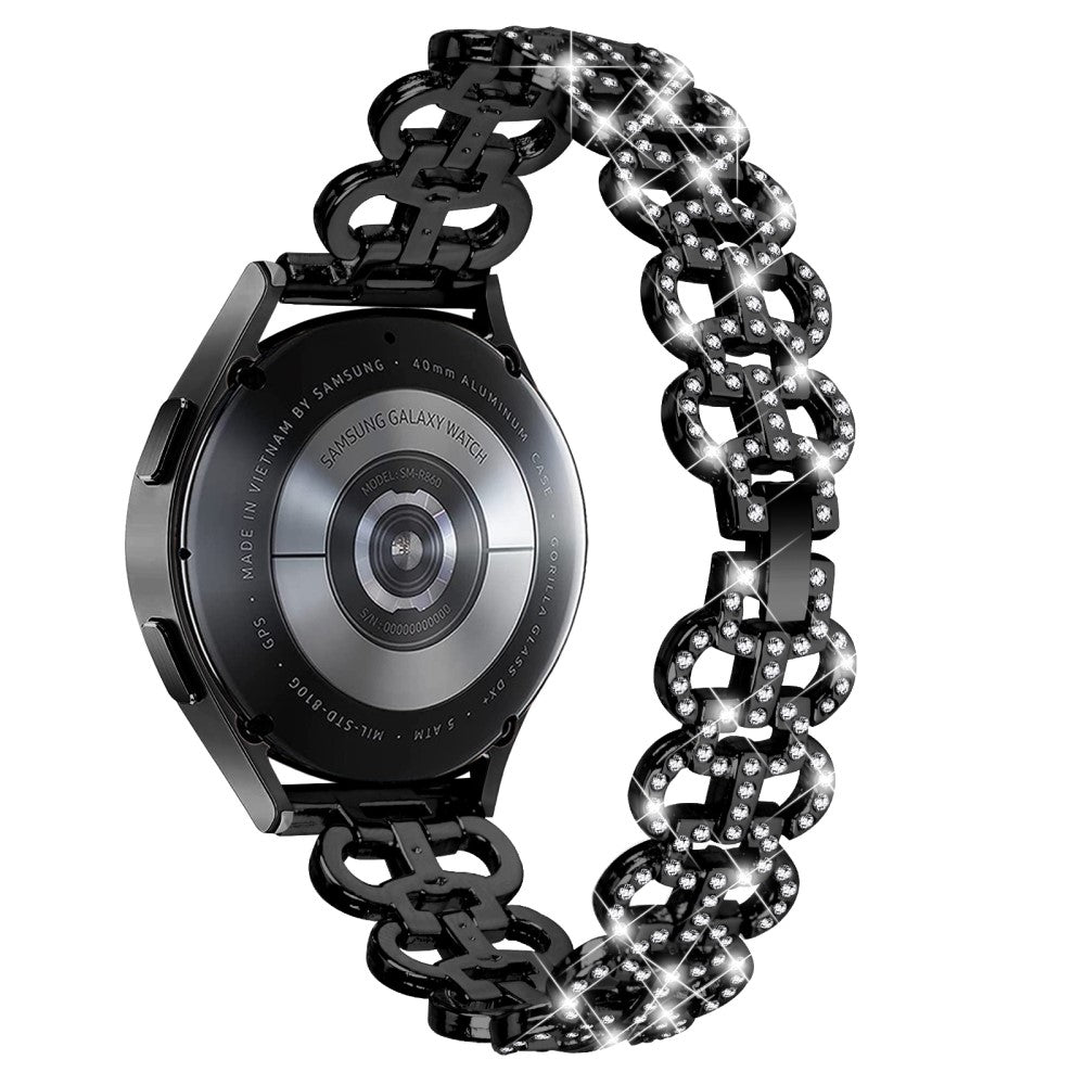 Vildt Flot Metal Og Rhinsten Universal Rem passer til Smartwatch - Sort#serie_2