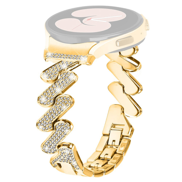 Sejt Metal Og Rhinsten Universal Rem passer til Samsung Smartwatch - Guld#serie_2
