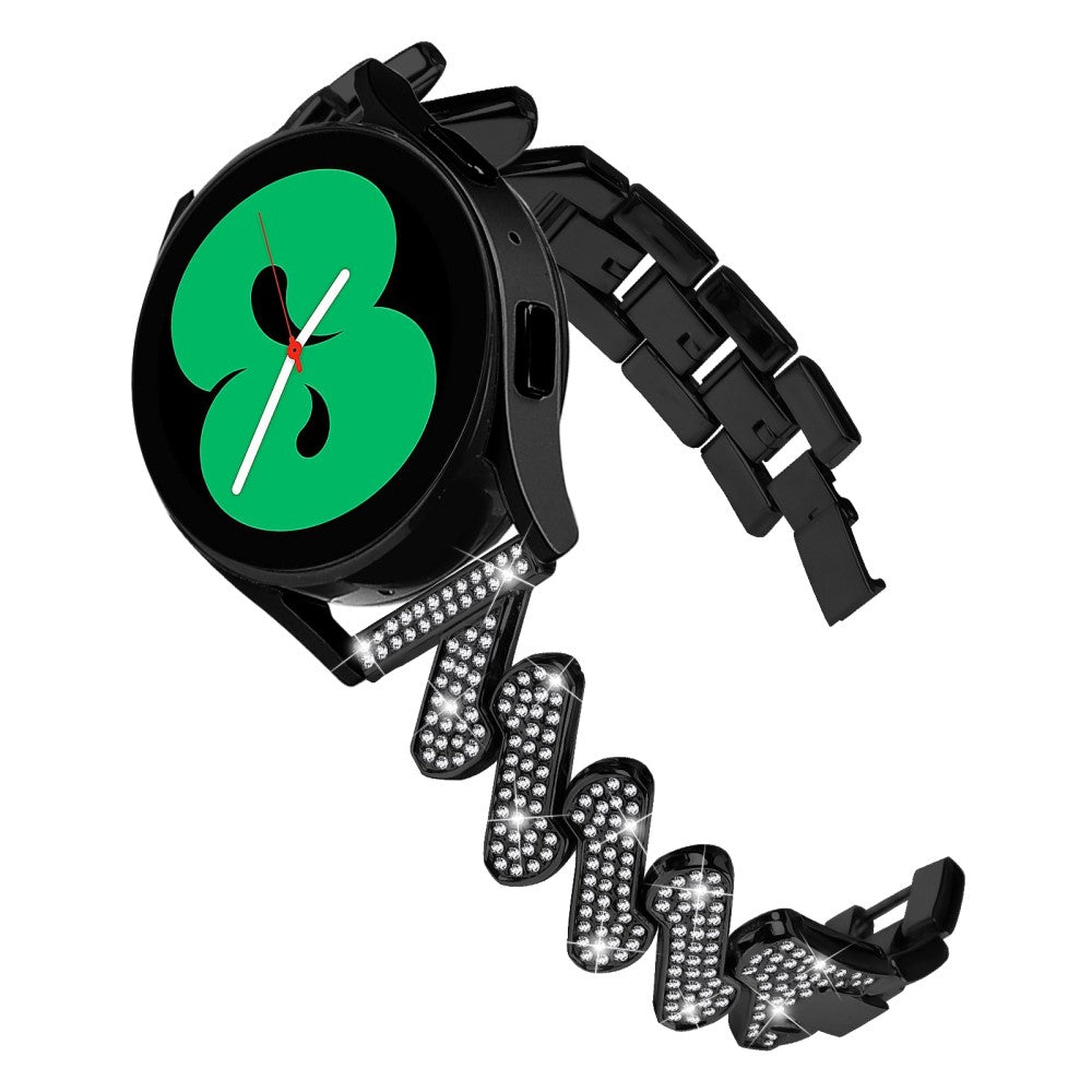 Supercool Metal Og Rhinsten Universal Rem passer til Smartwatch - Sort#serie_1