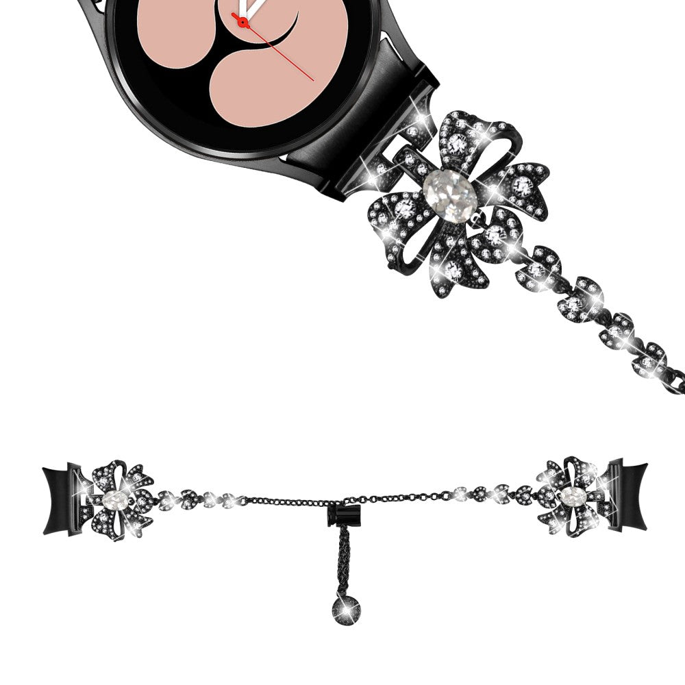 Sejt Metal Og Rhinsten Universal Rem passer til Samsung Smartwatch - Sort#serie_1