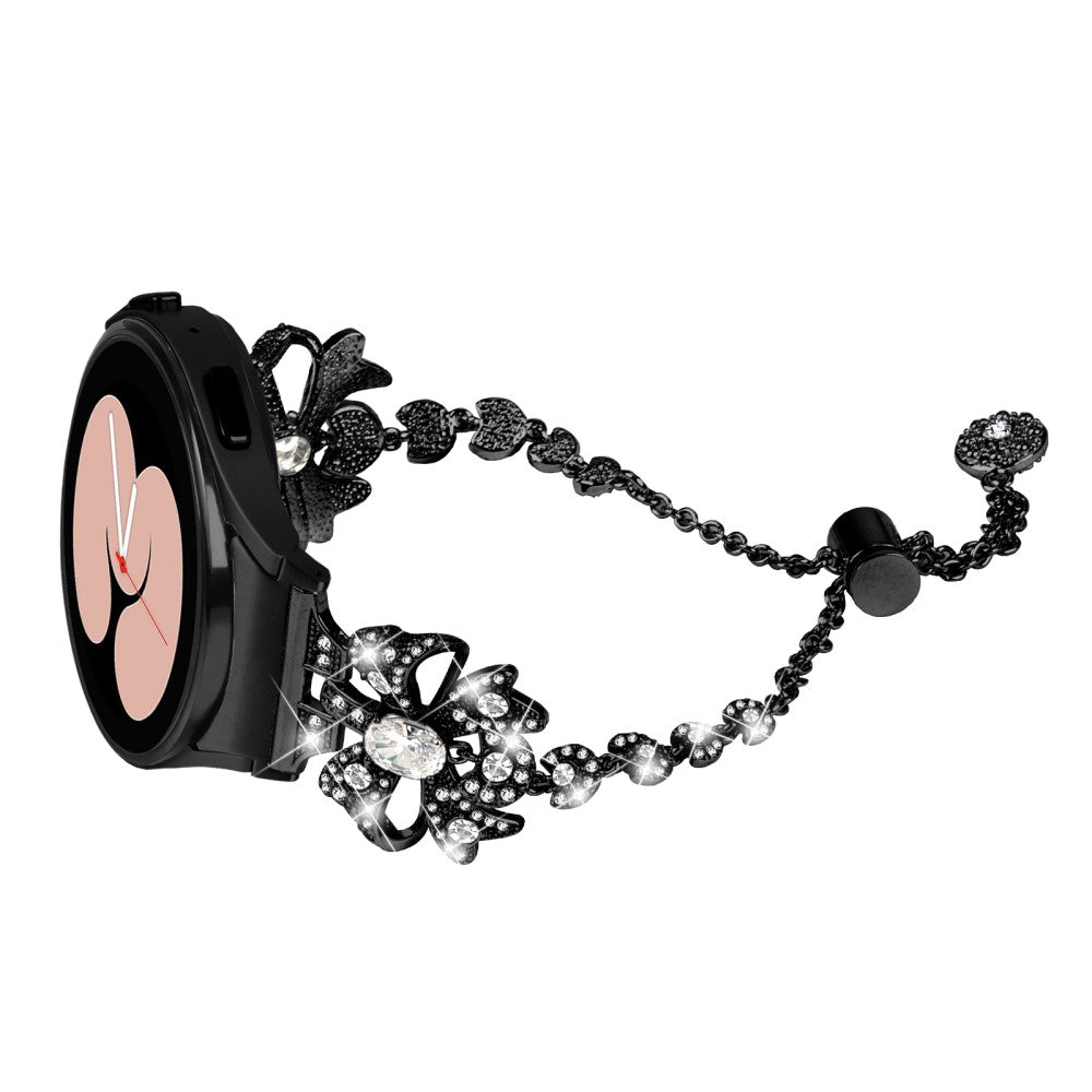 Sejt Metal Og Rhinsten Universal Rem passer til Samsung Smartwatch - Sort#serie_1