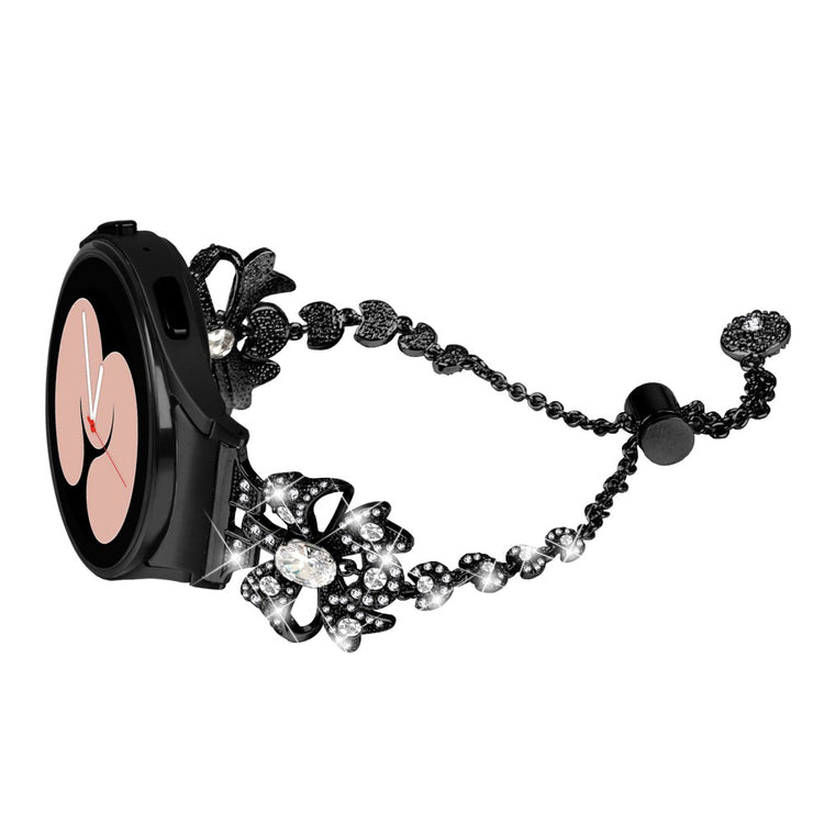 Sejt Metal Og Rhinsten Universal Rem passer til Samsung Smartwatch - Sort#serie_1