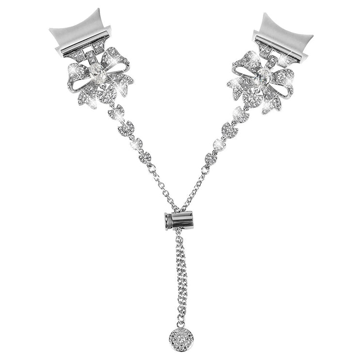 Sejt Metal Og Rhinsten Universal Rem passer til Samsung Smartwatch - Sølv#serie_3