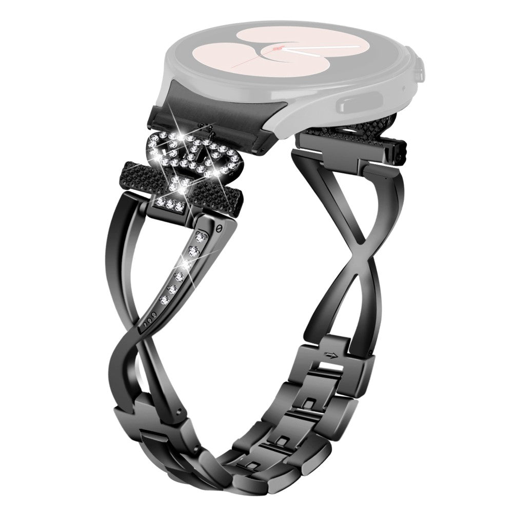 20mm Samsung Galaxy Watch 5 / 4 X-Shape in crown rhinestone dรฉcor alloy strap - Black#serie_1