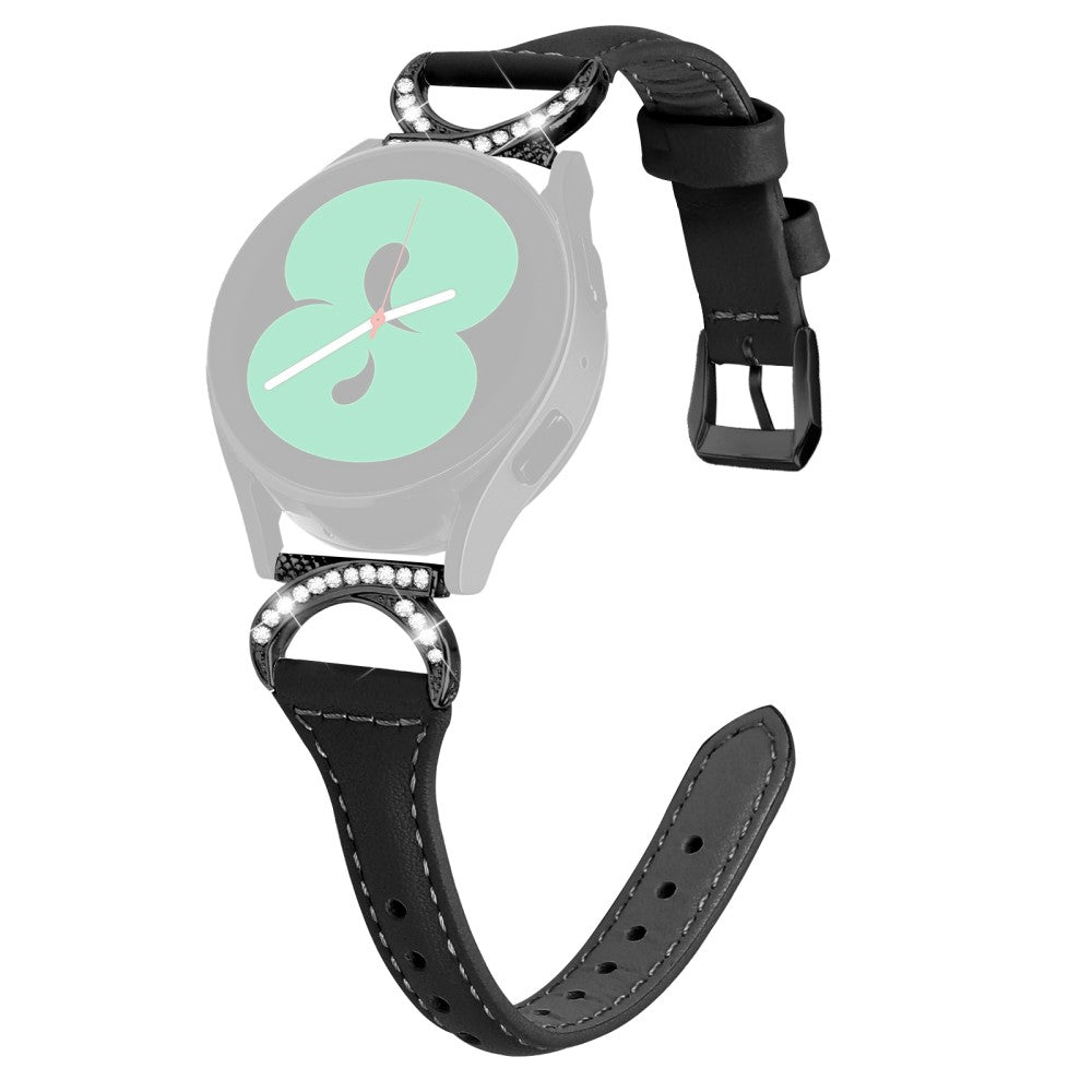 Fed รgte Lรฆder Og Rhinsten Universal Rem passer til Samsung Smartwatch - Sort#serie_1