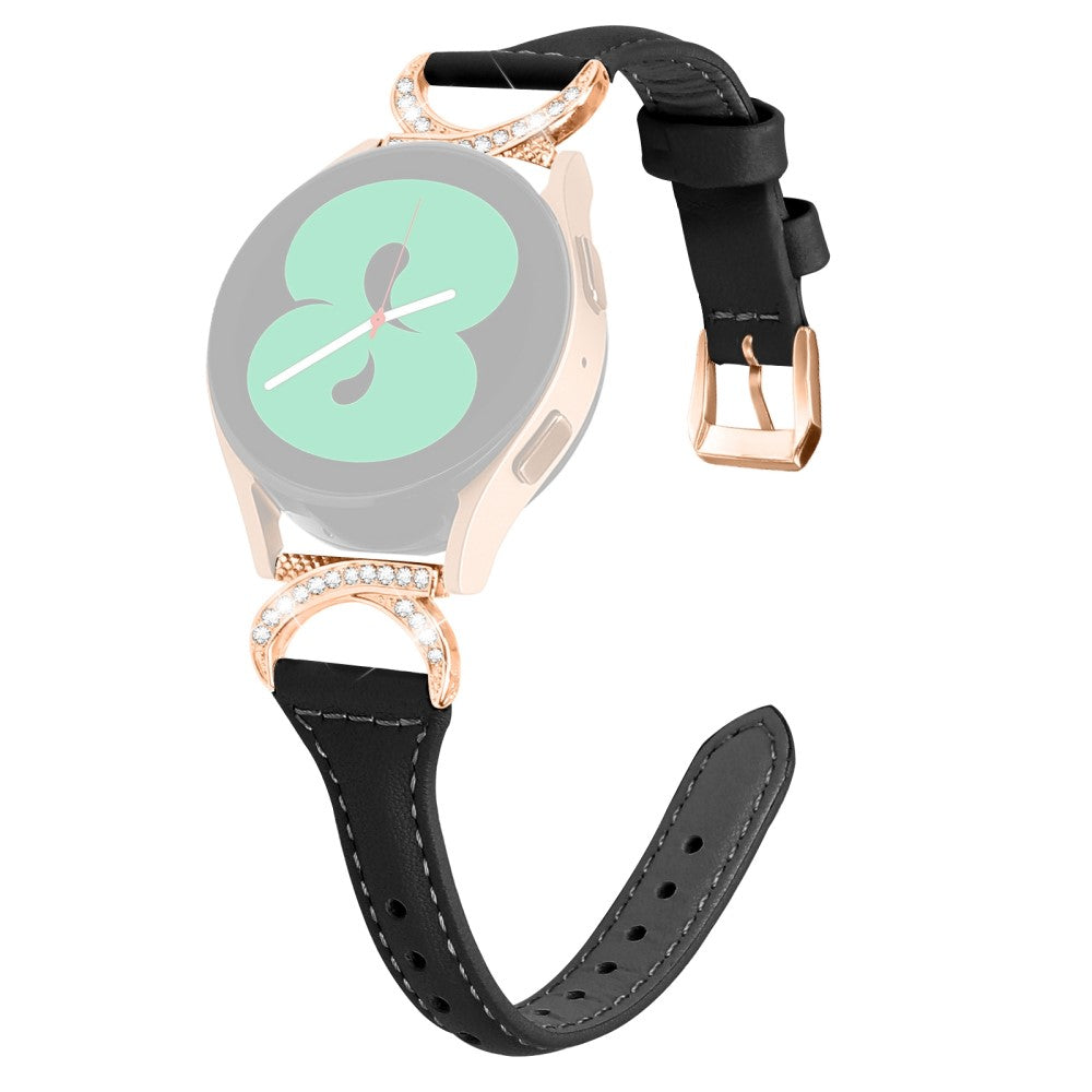 Fed รgte Lรฆder Og Rhinsten Universal Rem passer til Samsung Smartwatch - Sort#serie_1