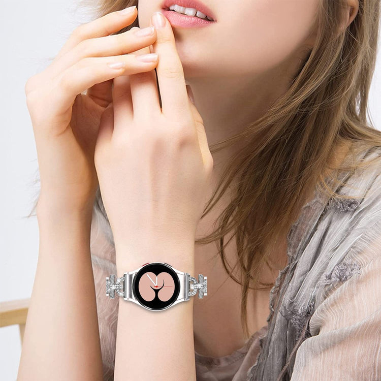 Smuk Metal Og Rhinsten Universal Rem passer til Samsung Smartwatch - Sølv#serie_1
