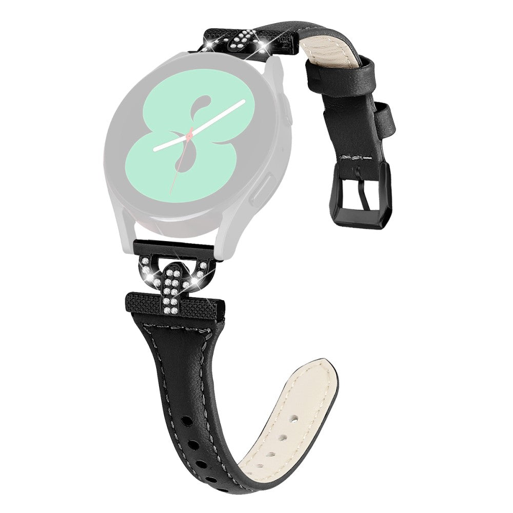 Fed รgte Lรฆder Og Rhinsten Universal Rem passer til Samsung Smartwatch - Sort#serie_144