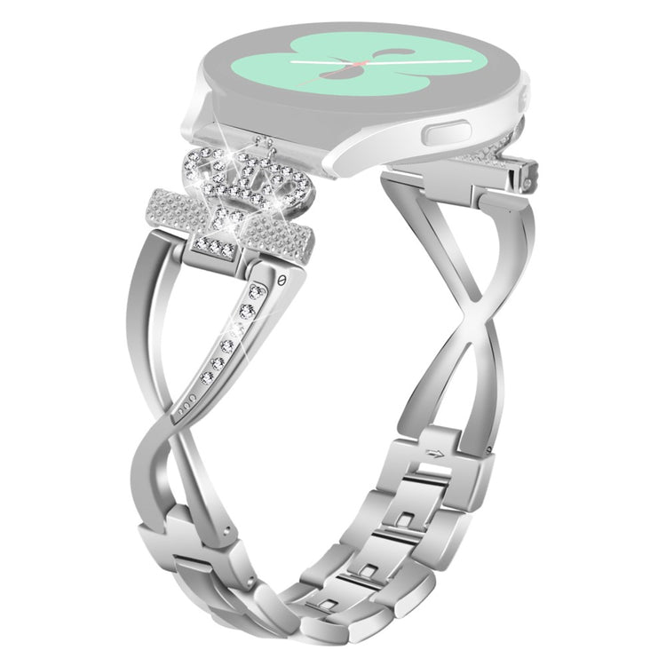 20mm Samsung Galaxy Watch 4 crown rhinestone décor alloy strap - Silver#serie_3