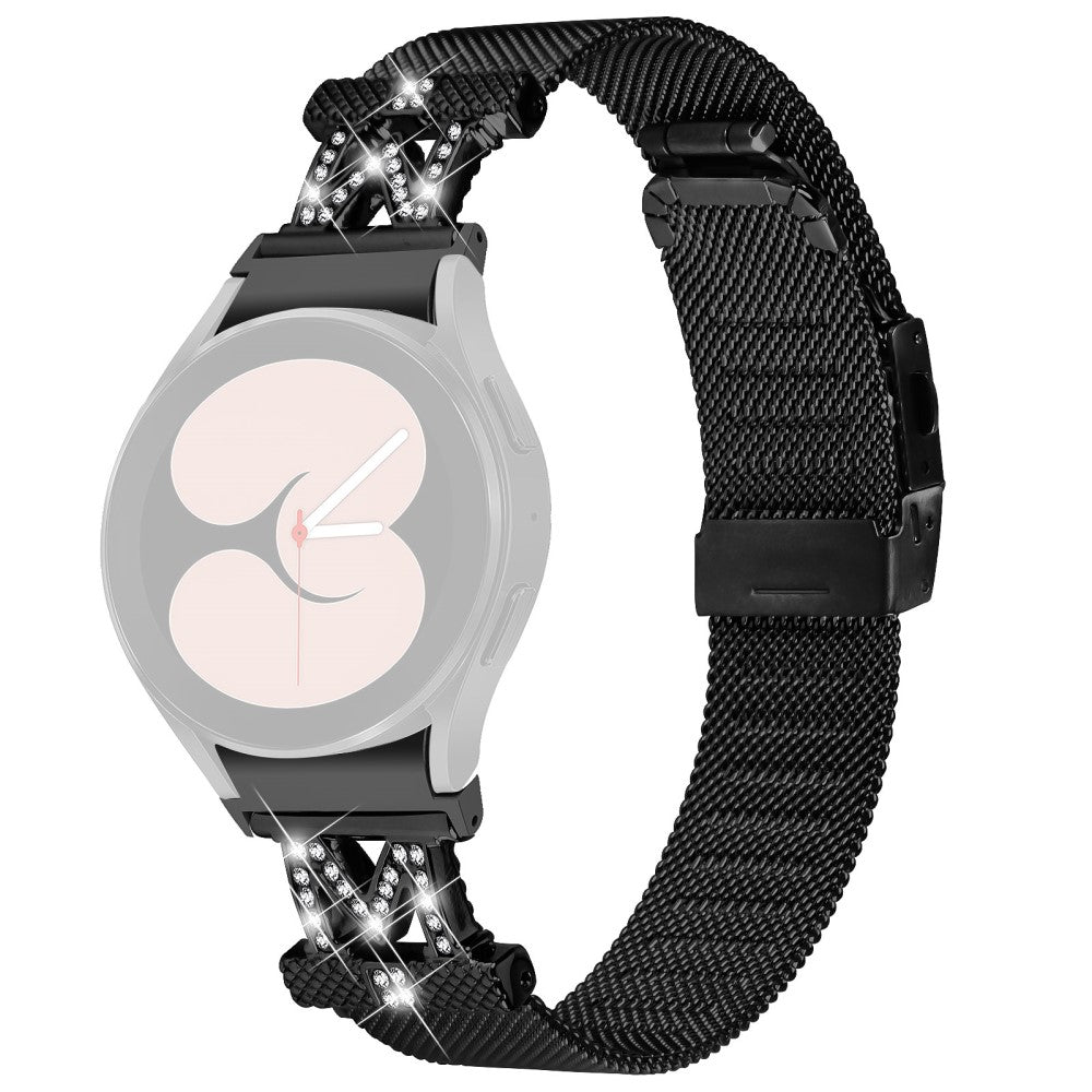 20mm Samsung Galaxy Watch 5 / 4 / 4 Classic rhinestone dรฉcor stainless steel strap with connector - Black#serie_1