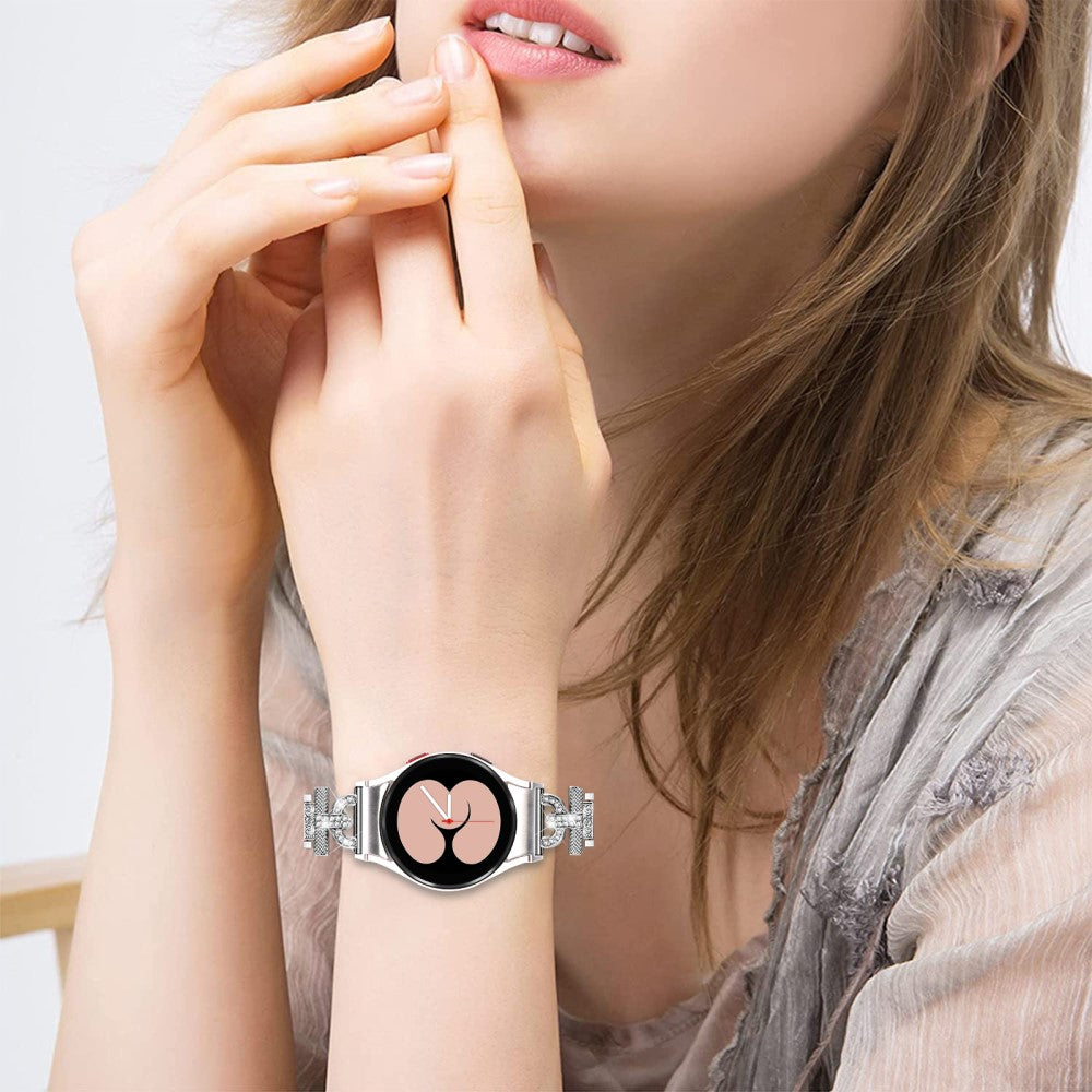 Holdbart Metal Og Rhinsten Universal Rem passer til Samsung Smartwatch - Sølv#serie_5