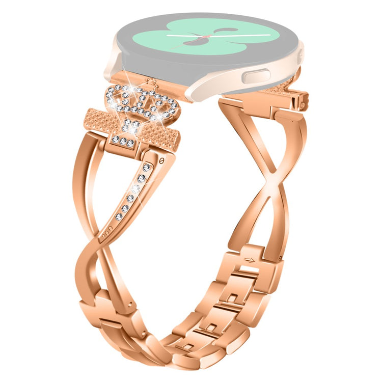 20mm Samsung Galaxy Watch 6 (44mm) / (40mm) X-Shape in crown rhinestone décor alloy strap - Rose Gold#serie_2