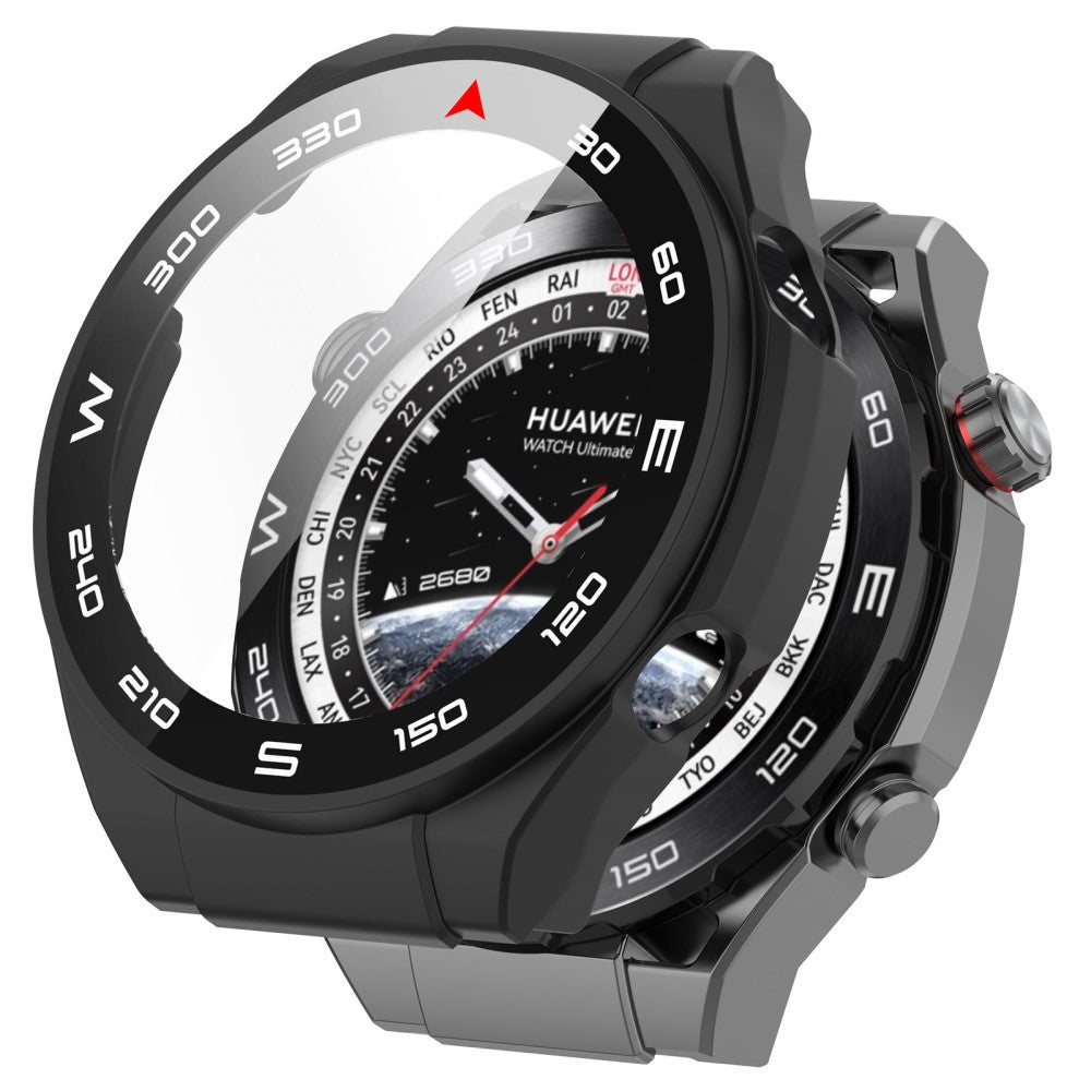 Vildt Godt Cover med Skรฆrmbeskytter i Plastik og Hรฆrdet Glas passer til Huawei Watch Ultimate - Sort#serie_1