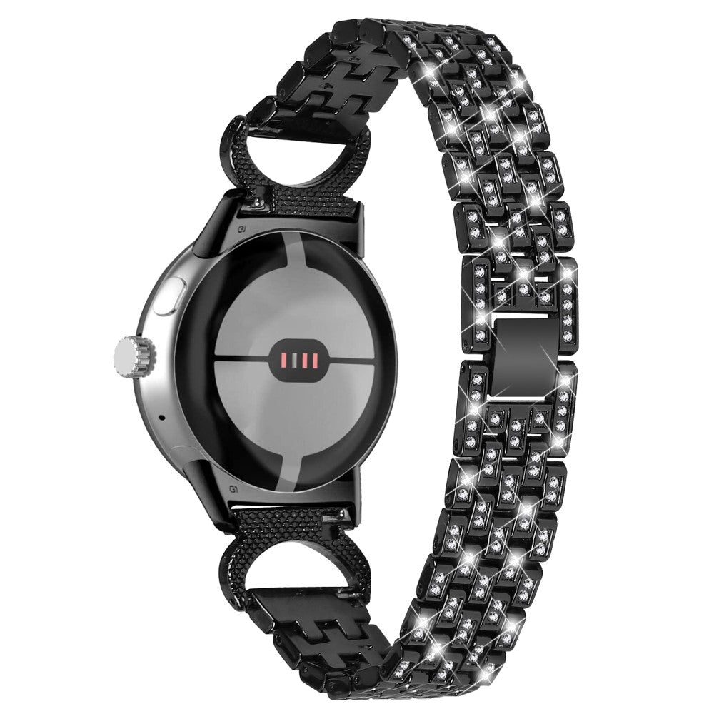 Mega Kรธnt Metal Og Rhinsten Rem passer til Google Pixel Watch - Sort#serie_1