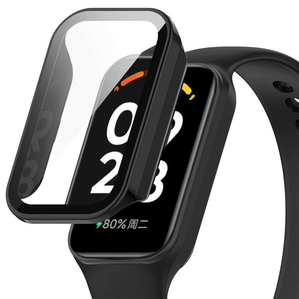 Mega Flot Xiaomi Redmi Band 2 Cover med Skรฆrmbeskytter i Plastik og Hรฆrdet Glas - Sort#serie_1
