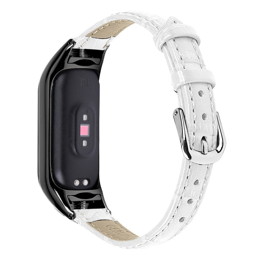 Rigtigt Kรธnt รgte Lรฆder Rem passer til Xiaomi Smart Band 8 - Hvid#serie_1
