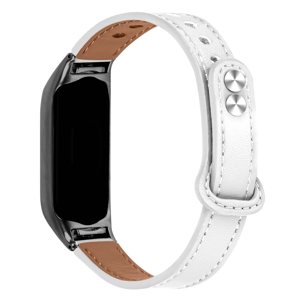 Mega Hรฅrdfรธr รgte Lรฆder Rem passer til Xiaomi Smart Band 8 - Hvid#serie_1